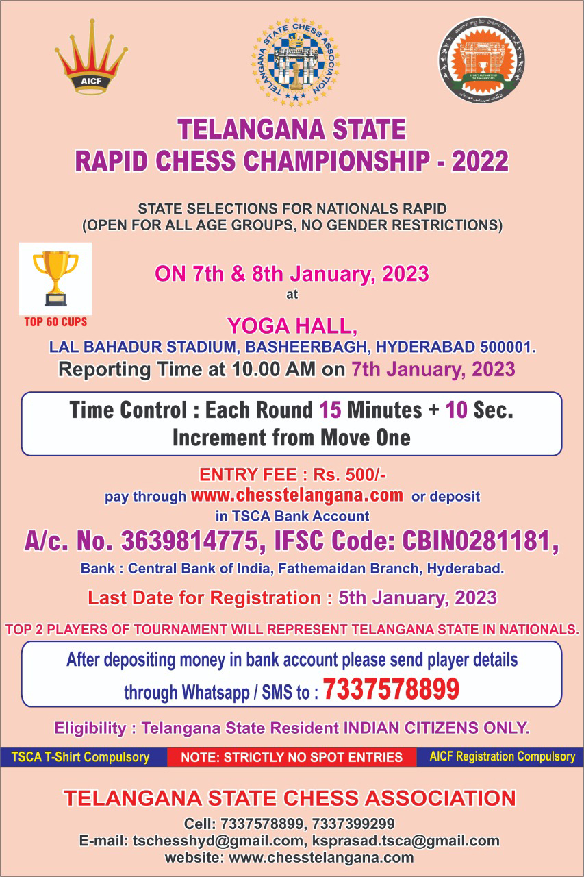 All India Fide Rapid Rating Chess Tournament at Hyderabad from