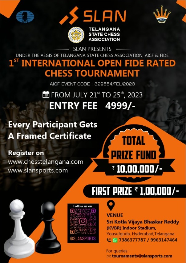 HYDERABAD ALL INDIA BELOW 1600 FIDE RATING CHESS TOURNAMENT - 2022 -  Telangana State Chess Association L