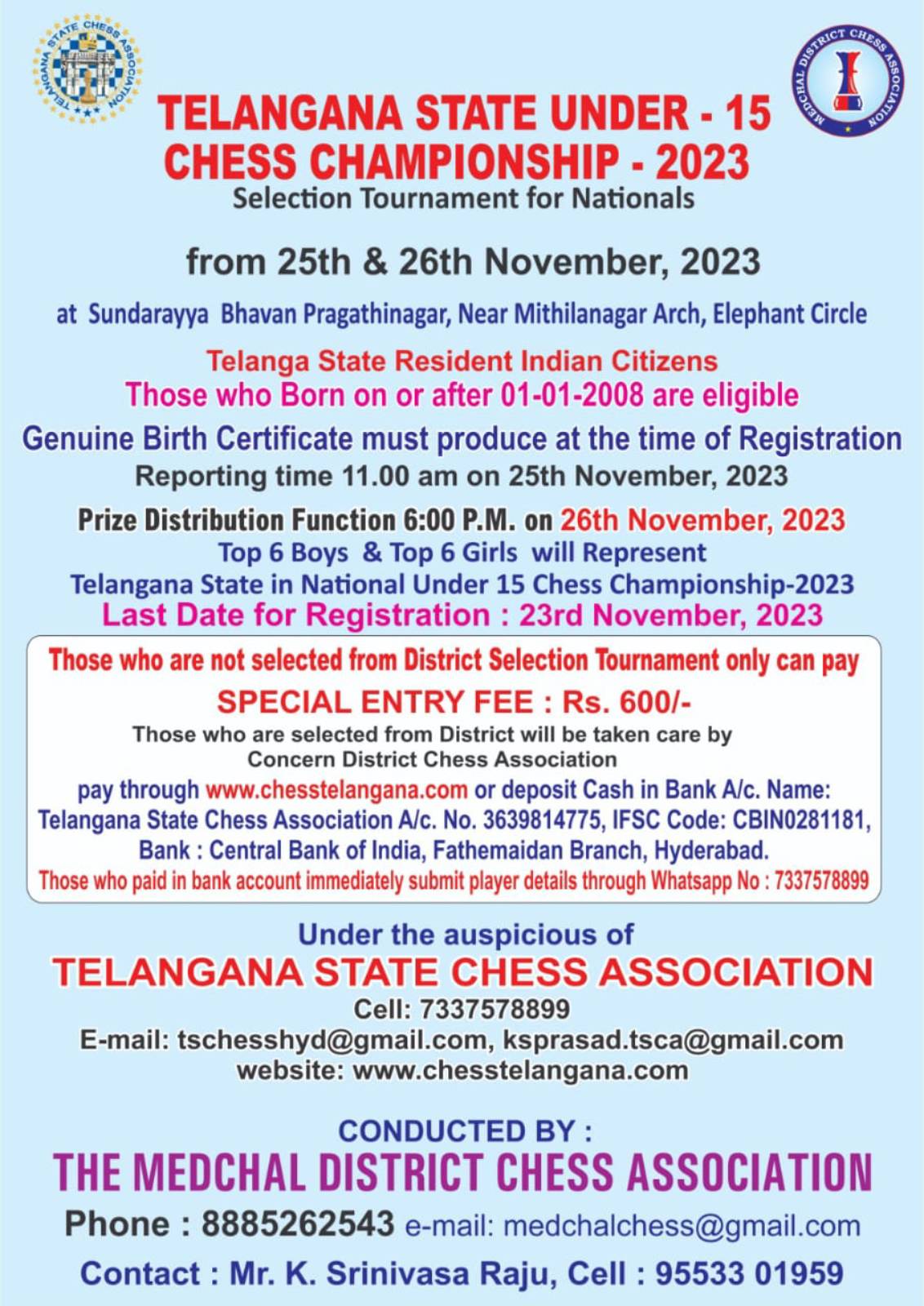 All India Fide Rapid Rating Chess Tournament at Hyderabad from
