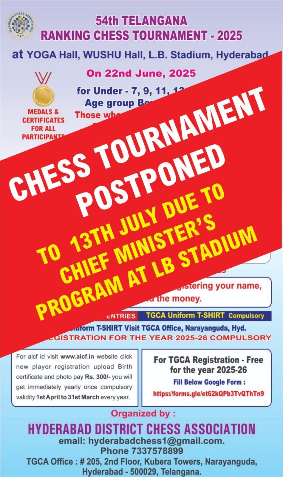 54th TELANGANA RANKING CHESS TOURNAMENT – 2025