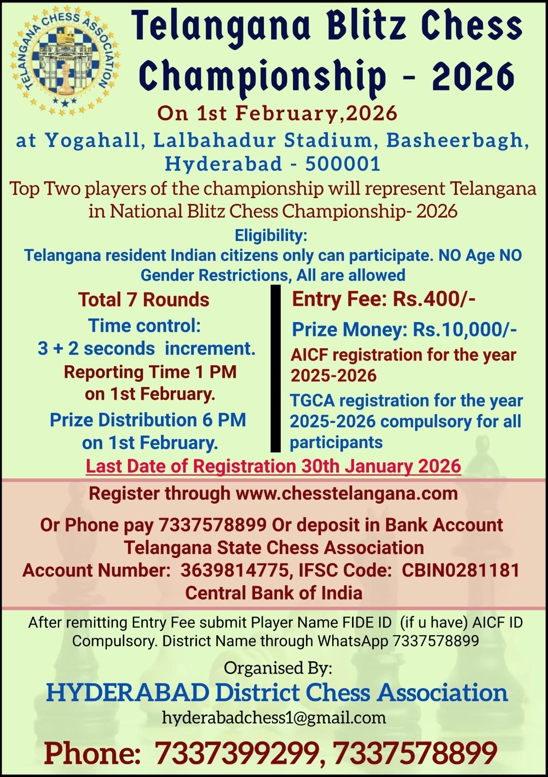 Telangana Blitz Chess Championship - 2026